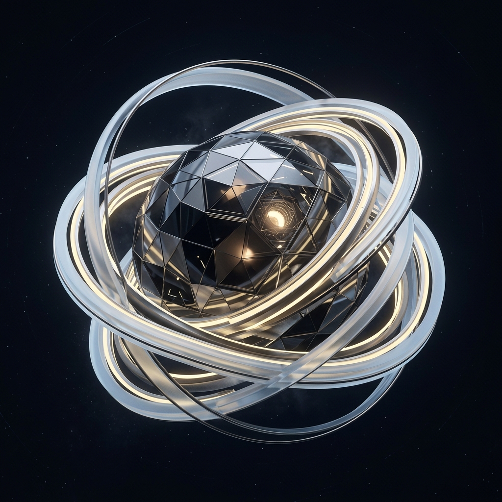 Gyroscopic AMM liquidity orbital with luminous rings